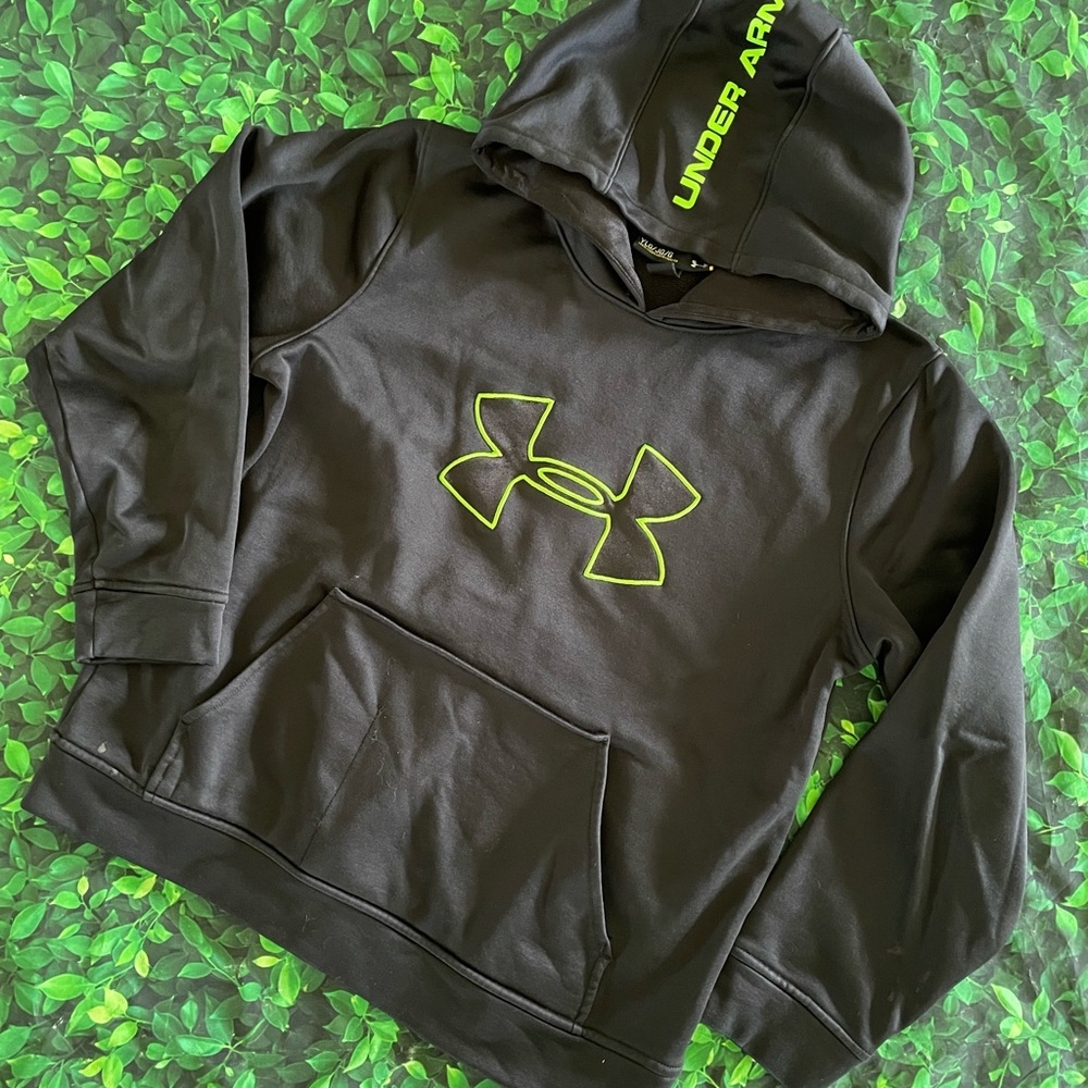 Boys Under Armour hoodie | youth large | YLG | black and yellow green hoodie